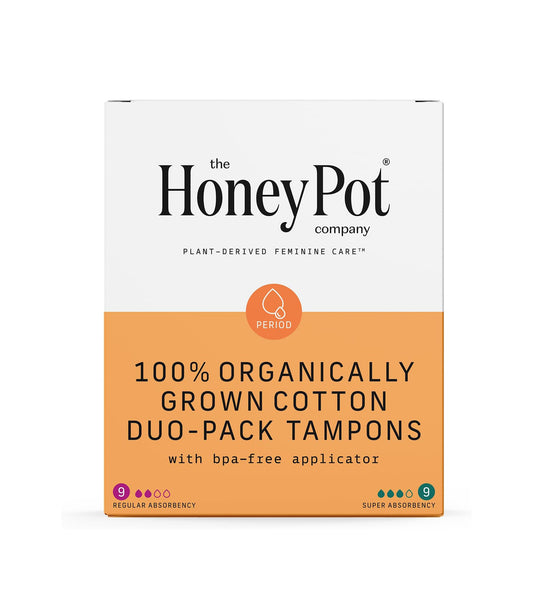 The Honey Pot Company - 100% Organic Tampons w/Bio Plastic Applicator 18ct