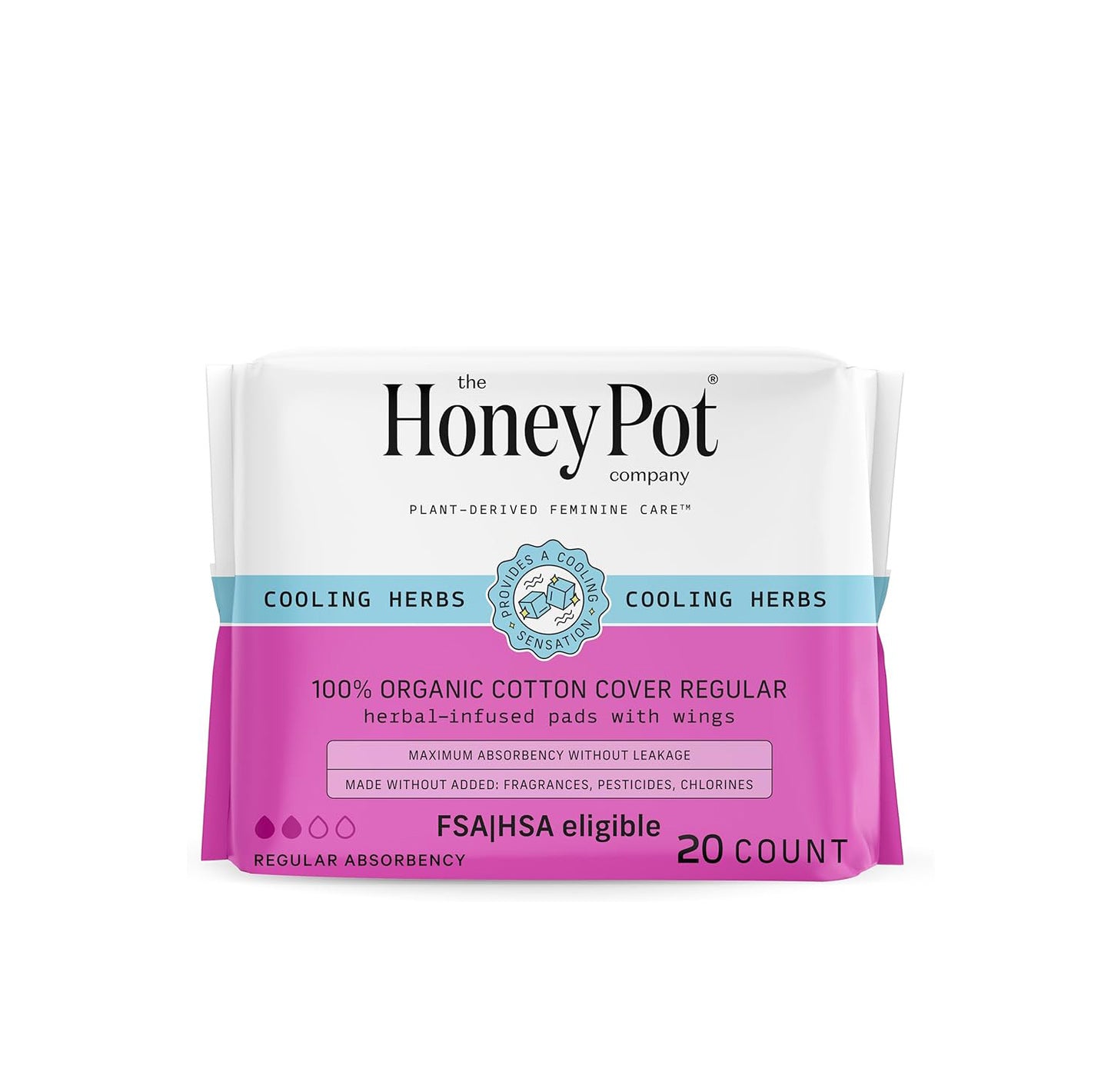 The Honey Pot Company Herbal Sanitary Pads - Regular Flow w/Wings 20ct