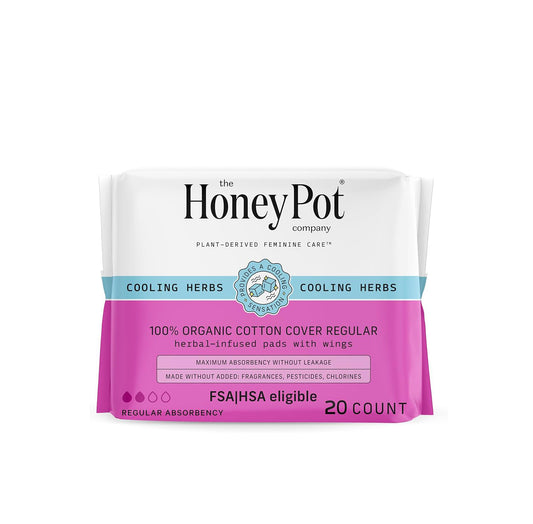 The Honey Pot Company Herbal Sanitary Pads - Regular Flow w/Wings 20ct